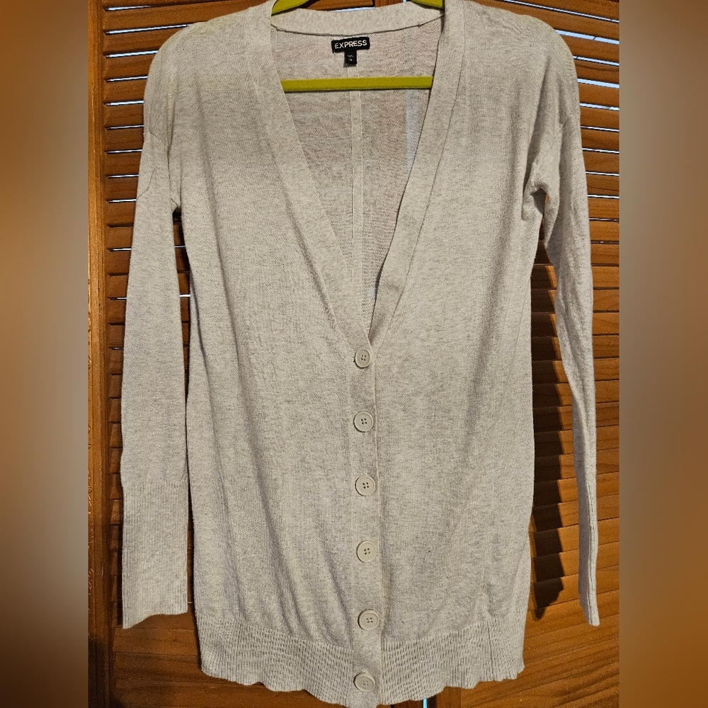 Express Cardigan Lightweight Button Up Beige - Size S/P